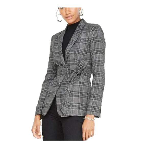 Ann Taylor Jackets & Blazers - Ann Taylor Women's Gray Menswear Plaid Belted Blazer Jacket Size 10
